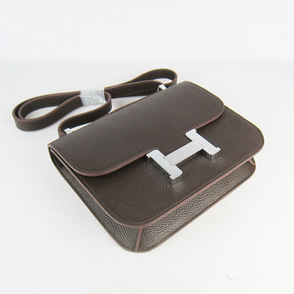 7A Hermes Oxhide Leather Message Bag Dark Coffee H017